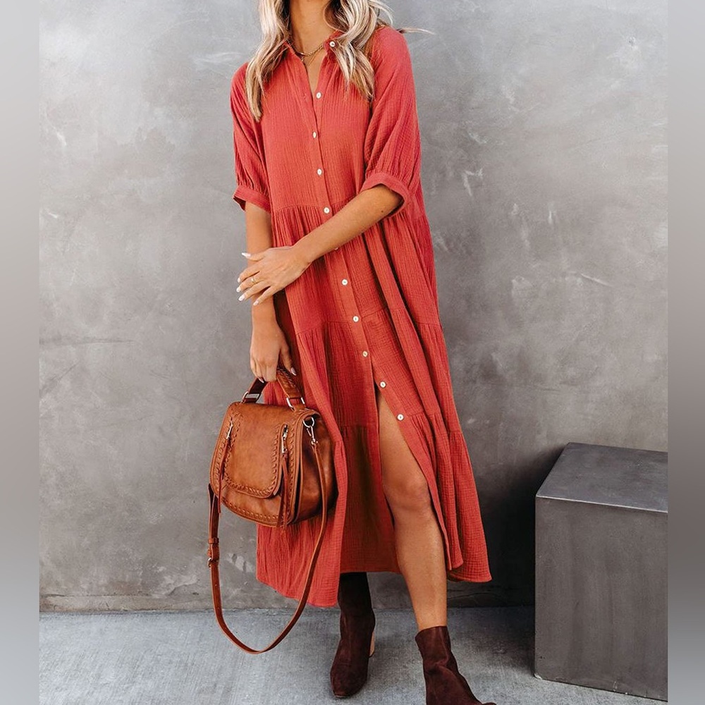 R.Vivimos | Burnt Orange Loose Fit Dress